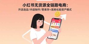 独角兽：小红书无货源全链路电商：开店选品/内容制作/零库存+高转化轻资产模式-独角兽众创资源站独角兽网创资源站