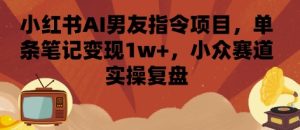 独角兽：小红书AI男友指令项目，单条笔记变现1w+，小众赛道实操复盘-独角兽众创资源站独角兽网创资源站