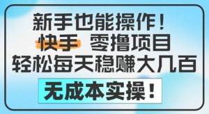 新手也能操作，快手零撸挣米，轻松每天挣2-5张，完全无成本-独角兽众创资源站独角兽网创资源站