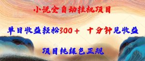 独角兽:小说全自动挂机项目，单日收益轻松300，十分钟见收益，项目纯绿色正规-独角兽众创资源站独角兽网创资源站