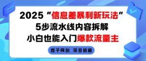 独角兽：2025信息差暴利新玩法，5步流水线内容拆解，小白也能入门爆款流量主-独角兽众创资源站独角兽网创资源站