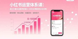 独角兽：小红书运营体系课：通过大量实战案例拆解0-1000W爆款算法全攻略-独角兽众创资源站独角兽网创资源站