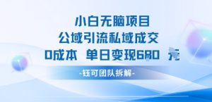 独角兽：小白无脑项目公域引流私域成交0成本单日变现680米-独角兽众创资源站独角兽网创资源站