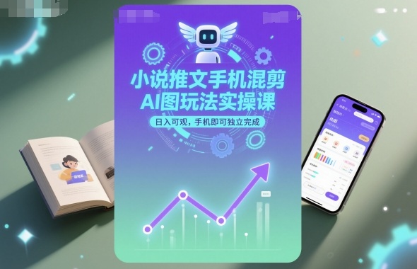 小说推文手机混剪AI图玩法实操课，日入可观，手机即可独立完成-独角兽众创资源站独角兽网创资源站