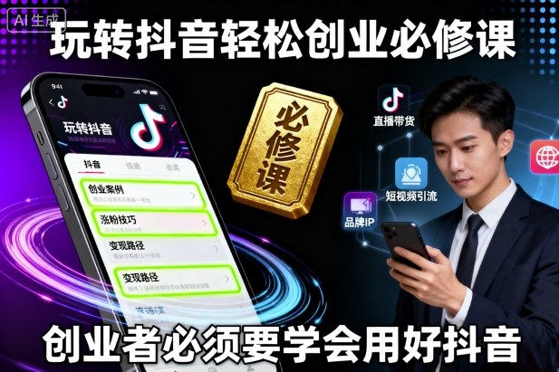 玩转抖音轻松创业必修课，创业者必须要学会用好抖音-独角兽众创资源站独角兽网创资源站