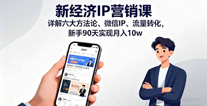 新经济IP营销课：详解六大方法论、微信IP、流量转化，新手90天实现月入10w-独角兽众创资源站独角兽网创资源站