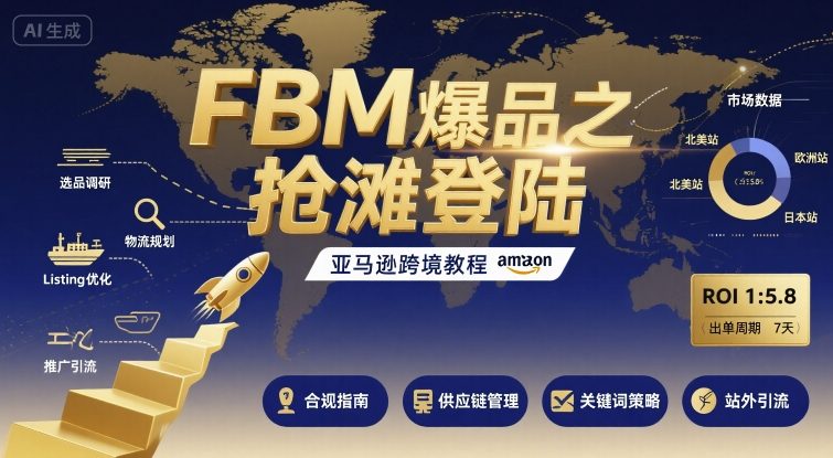 FBM爆品之抢滩登陆-亚马逊跨境教程-独角兽众创资源站独角兽网创资源站