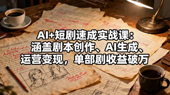 AI+短剧速成实战课:涵盖剧本创作、AI生成、运营变现,单部剧收益破万-独角兽众创资源站独角兽网创资源站