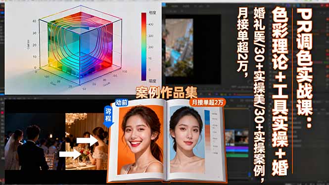 PR调色实战课:色彩理论+工具实操+婚礼医美/30+实操案例,月接单超2万-独角兽众创资源站独角兽网创资源站