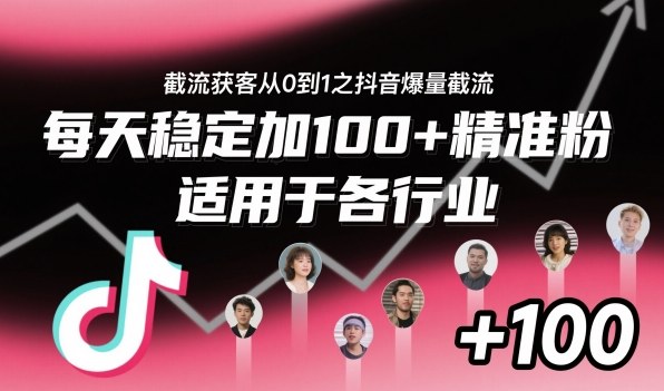截流获客从0到1之抖音爆量截流,每天稳定加100+精准粉,适用于各行业-独角兽众创资源站独角兽网创资源站