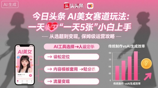 今日头条AI美女赛道玩法，一天轻松5张，小白轻松上手-独角兽众创资源站独角兽网创资源站