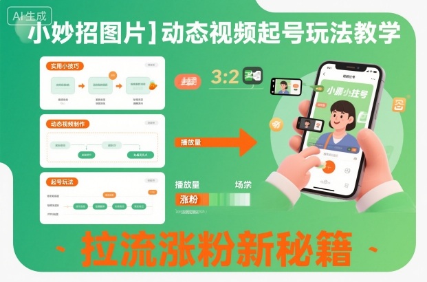 小妙招图片＋动态视频起号玩法教学，拉流涨粉新秘籍-独角兽众创资源站独角兽网创资源站