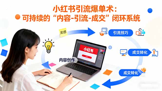 小红书引流爆单术:构建一套低成本 可持续的“内容-引流-成交”闭环系统-独角兽众创资源站独角兽网创资源站