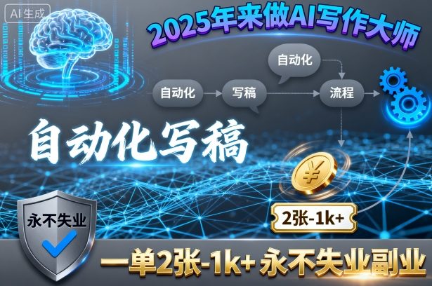 2025年来做AI写作大师，自动化写稿，一单2张-1k+，永不失业副业-独角兽众创资源站独角兽网创资源站