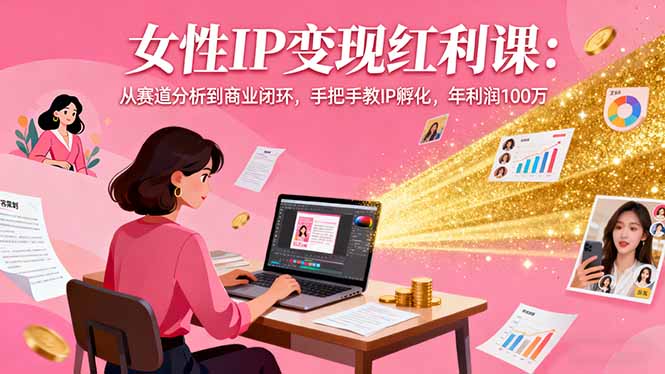 女性IP变现红利课:从赛道分析到商业闭环,手把手教IP孵化,年利润100万-独角兽众创资源站独角兽网创资源站