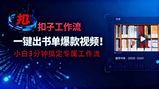 利用扣子工作流一键生成书单爆款视频，小白三分钟搞定专属工作流-独角兽众创资源站独角兽网创资源站