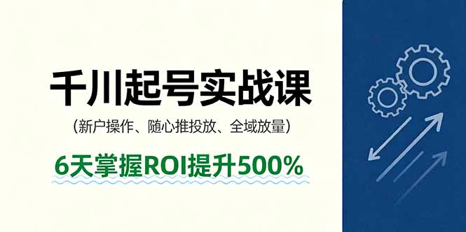抖音千川起号实战课，新户操作,随心推投放,全域放量，6天掌握ROI提升500%-独角兽众创资源站独角兽网创资源站