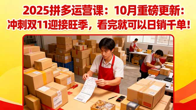 2025拼多多运营课:10月重磅更新:冲刺双11迎接旺季,看完就可以日销千单-独角兽众创资源站独角兽网创资源站