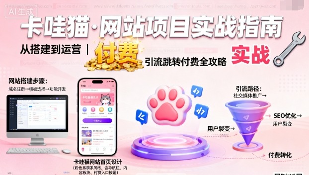 卡哇猫·网站项目，网站搭建与运营以及引流跳转付费-独角兽众创资源站独角兽网创资源站