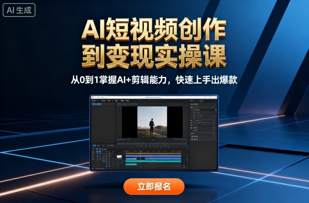 AI短视频创作到变现实操课，从0到1掌握AI+剪辑能力，快速上手出爆款(更新10月)-独角兽众创资源站独角兽网创资源站