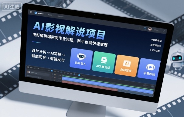 AI影视解说项目,电影解说爆款制作全流程,新手也能快速掌握-独角兽众创资源站独角兽网创资源站