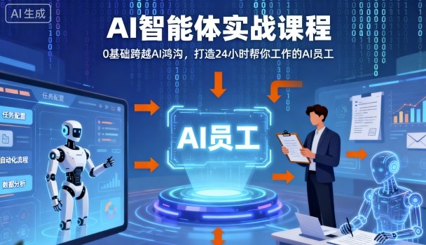 Ai智能体实战课程，0基础跨越Ai鸿沟，打造24小时帮你工作的Ai员工，打破常规，以实战定义Ai-独角兽众创资源站独角兽网创资源站
