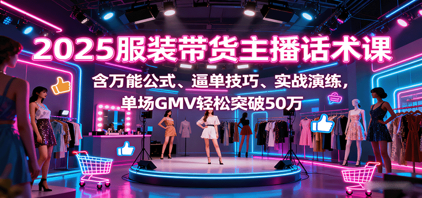 2025服装带货主播话术课，含万能公式、逼单技巧、实战演练，单场GMV轻松突破50万-独角兽众创资源站独角兽网创资源站