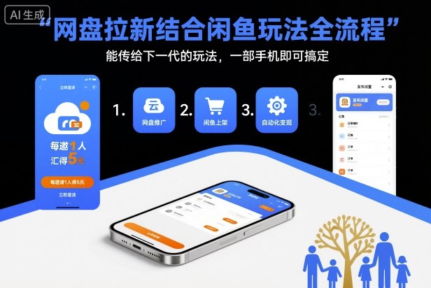 网盘拉新结合闲鱼玩法全流程，能传给下一代的玩法，一部手机即可搞定(附入口渠道以及实操教程)-独角兽众创资源站独角兽网创资源站