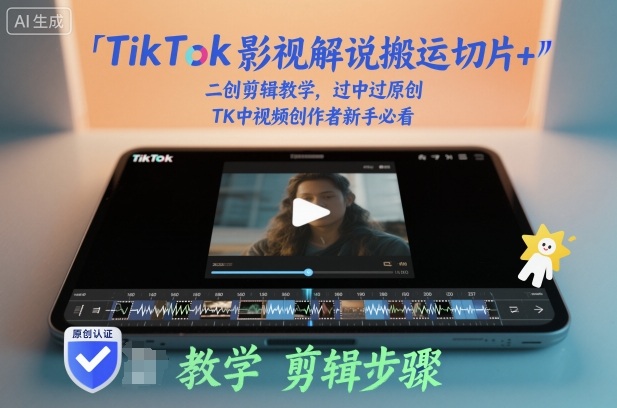 TikTok影视解说搬运切片+二创剪辑教学，过中过原创，TK中视频创作者新手必看-独角兽众创资源站独角兽网创资源站