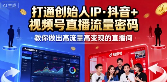 25年直播9-10两期线下课，打通创始人IP，抖音+视频号直播流量密码，教你做出高流量高变现的直播间-独角兽众创资源站独角兽网创资源站