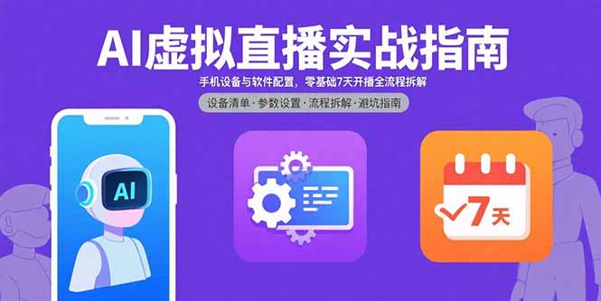 AI虚拟直播实战指南，手机设备与软件配置，零基础7天开播全流程拆解-独角兽众创资源站独角兽网创资源站
