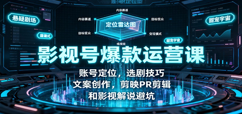 影视号爆款运营课:账号定位,选剧技巧,文案创作,剪映PR剪辑和影视解说避坑-独角兽众创资源站独角兽网创资源站