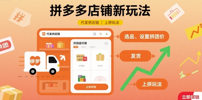 拼多多店铺新玩法，代发供应链上拼玩法-独角兽众创资源站独角兽网创资源站