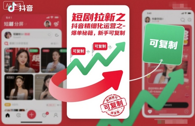 短剧拉新之抖音精细化运营之爆单秘籍，新手可复制-独角兽众创资源站独角兽网创资源站