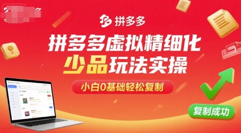 拼多多虚拟精细化少品玩法实操，小白0基础轻松复制-独角兽众创资源站独角兽网创资源站