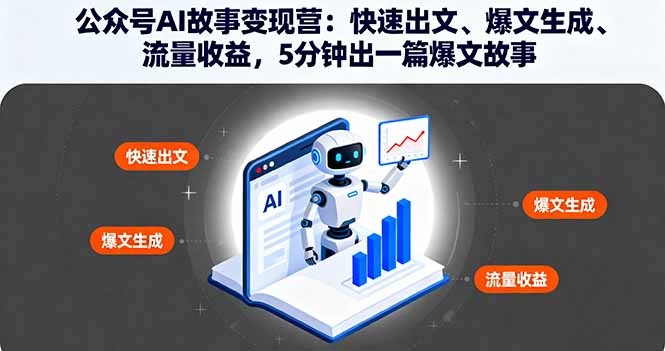 公众号AI故事变现营：快速出文、爆文生成、流量收益，5分钟出一篇爆文故事-独角兽众创资源站独角兽网创资源站
