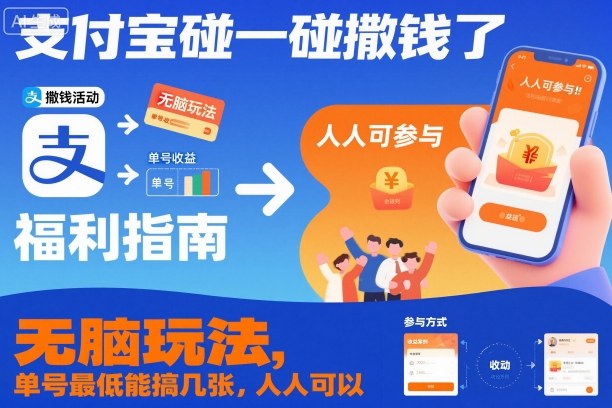 支付宝碰一碰撒钱了，无脑玩法，单号最低能搞几张，人人可以撸【揭秘】-独角兽众创资源站独角兽网创资源站