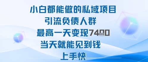 2025年小白都能做的私域项目引流负债人群最高一天变现1k+高变现难度低当天就能见到钱上手快-独角兽众创资源站独角兽网创资源站