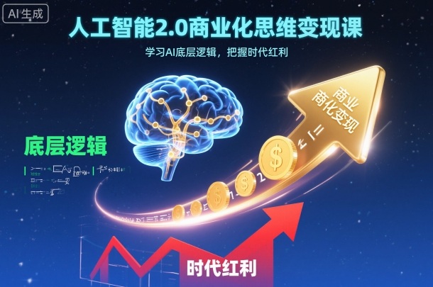 人工智能2.0商业化思维变现课，学习AI底层逻辑，把握时代红利-独角兽众创资源站独角兽网创资源站