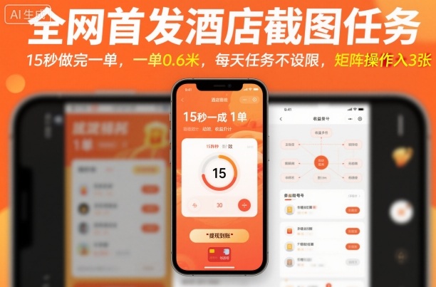 全网首发酒店截图任务，15秒做完一单，一单0.6米，每天任务不设限，矩阵操作日入3张【揭秘】-独角兽众创资源站独角兽网创资源站