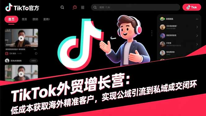 TikTok外贸增长营：低成本获取海外精准客户，实现公域引流到私域成交闭环-独角兽众创资源站独角兽网创资源站