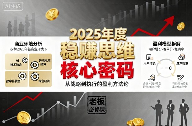 2025年度稳賺思维老板创业营，拆解2025年新商业环境下，企业实现持续盈利的核心密码-独角兽众创资源站独角兽网创资源站