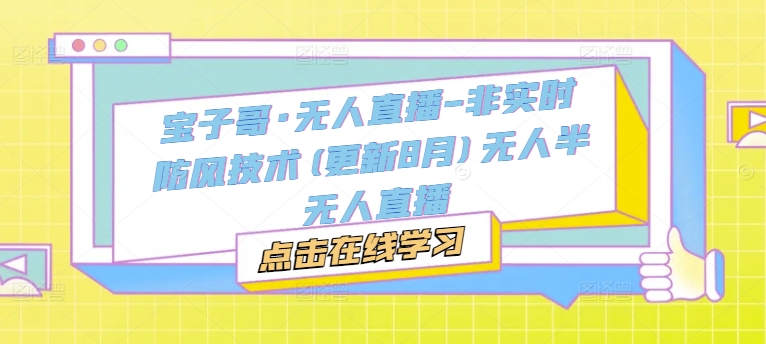 宝子哥·无人直播-非实时防风技术(更新25年9月)无人半无人直播-独角兽众创资源站独角兽网创资源站