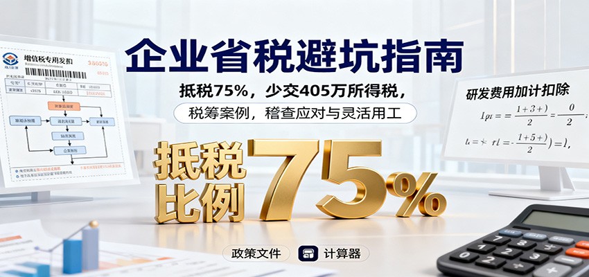 企业省税避坑指南:抵税75%,少交405万所得税,税筹案例,稽查应对与灵活用工-独角兽众创资源站独角兽网创资源站