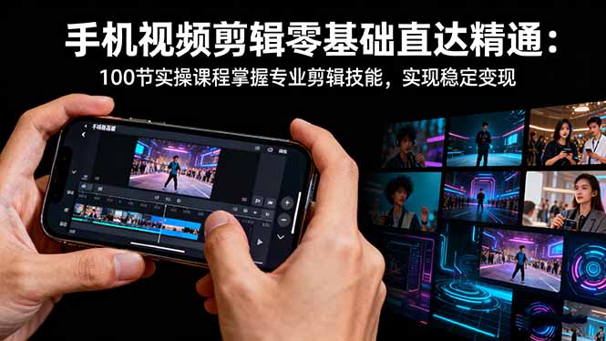 手机视频剪辑零基础直达精通：100节实操课程掌握专业剪辑技能，实现稳…-独角兽众创资源站独角兽网创资源站