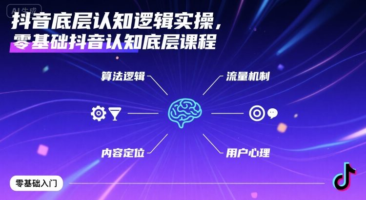 抖音底层认知逻辑实操，零基础抖音认知底层课程-独角兽众创资源站独角兽网创资源站