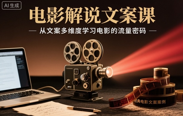 电影解说文案课,从文案多维度学习电影的流量密码-独角兽众创资源站独角兽网创资源站