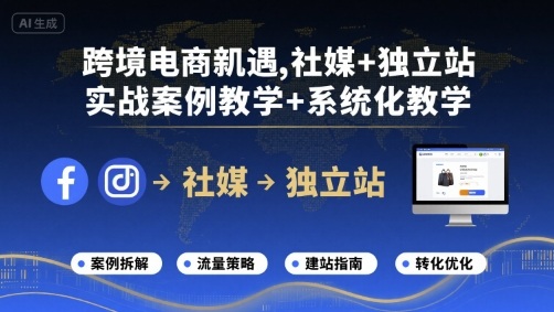 跨境电商新机遇，社媒+独立站，实战案例教学+系统化教学-独角兽众创资源站独角兽网创资源站