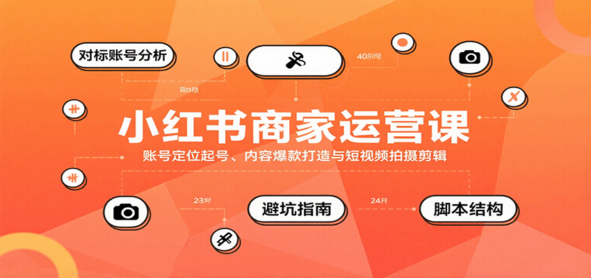 小红书商家运营课，账号定位起号、内容爆款打造与短视频拍摄剪辑-独角兽众创资源站独角兽网创资源站