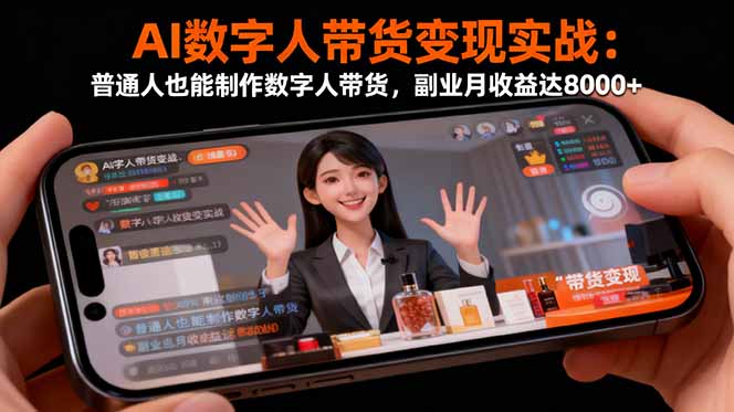 AI数字人带货变现实战:普通人也能制作数字人带货,副业月收益达8000+-独角兽众创资源站独角兽网创资源站